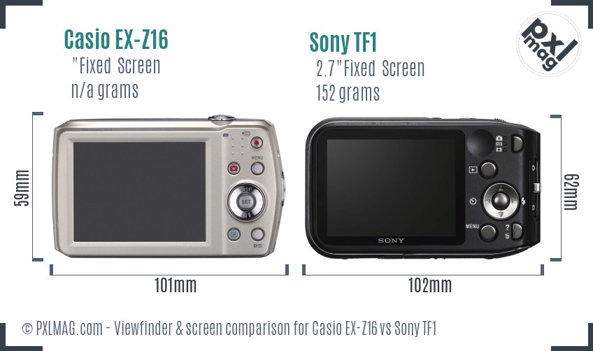 Casio EX-Z16 vs Sony TF1 Screen and Viewfinder comparison