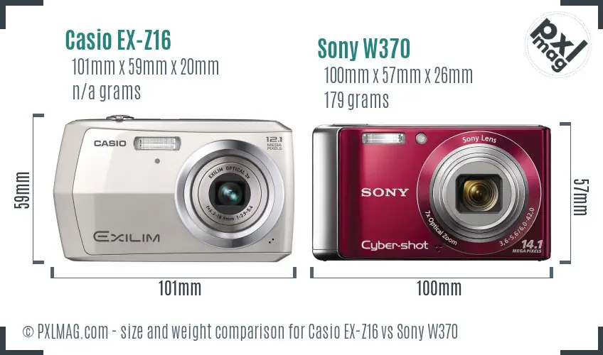 Casio EX-Z16 vs Sony W370 size comparison Casio EX-Z16 vs Sony W370 size comparison