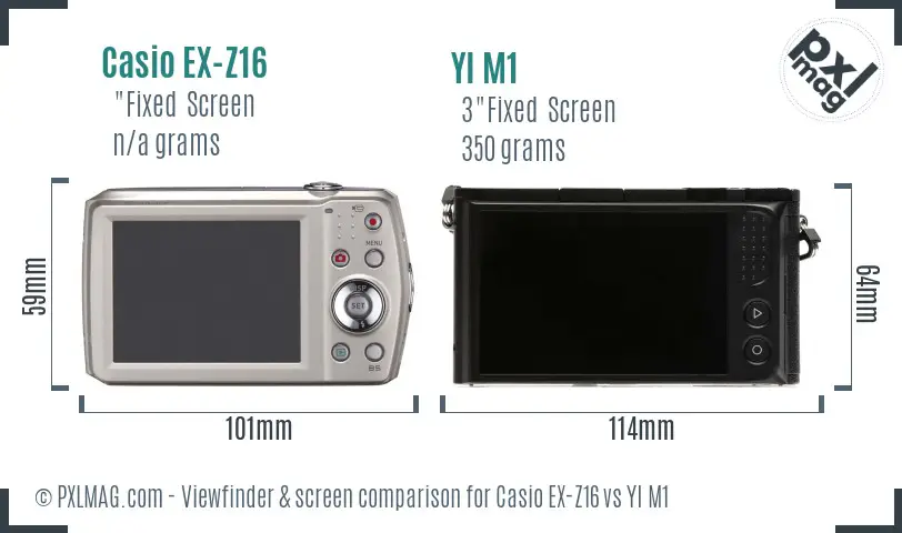 Casio EX-Z16 vs YI M1 Screen and Viewfinder comparison