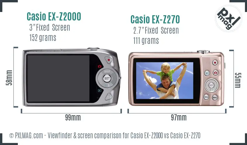 Casio EX-Z2000 vs Casio EX-Z270 Screen and Viewfinder comparison