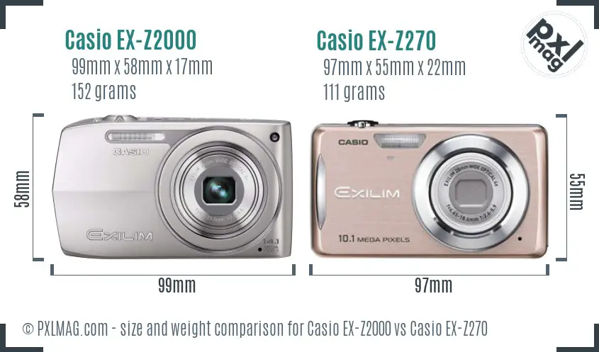 Casio EX-Z2000 vs Casio EX-Z270 size comparison