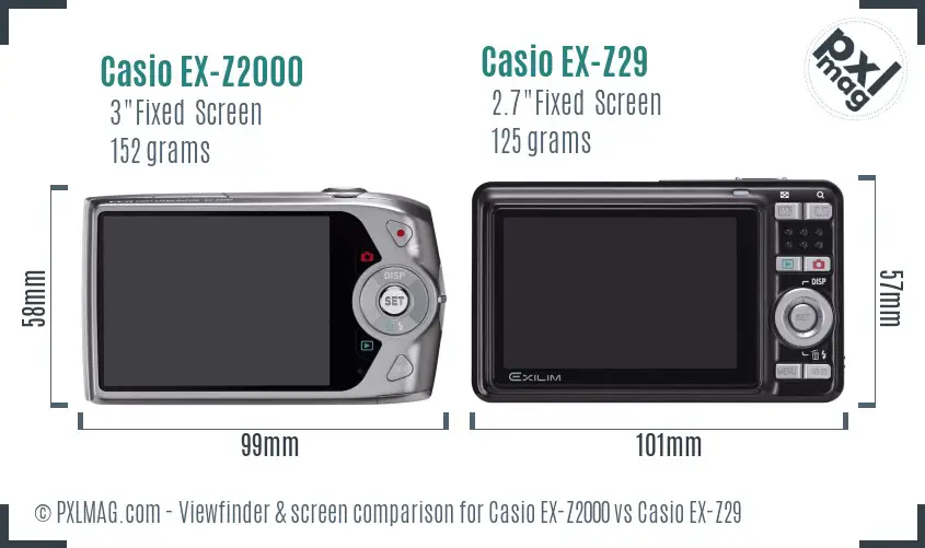 Casio EX-Z2000 vs Casio EX-Z29 Screen and Viewfinder comparison