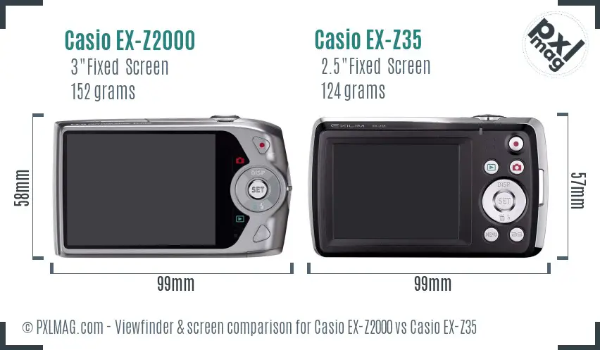 Casio EX-Z2000 vs Casio EX-Z35 Screen and Viewfinder comparison