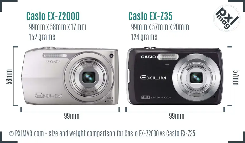 Casio EX-Z2000 vs Casio EX-Z35 size comparison