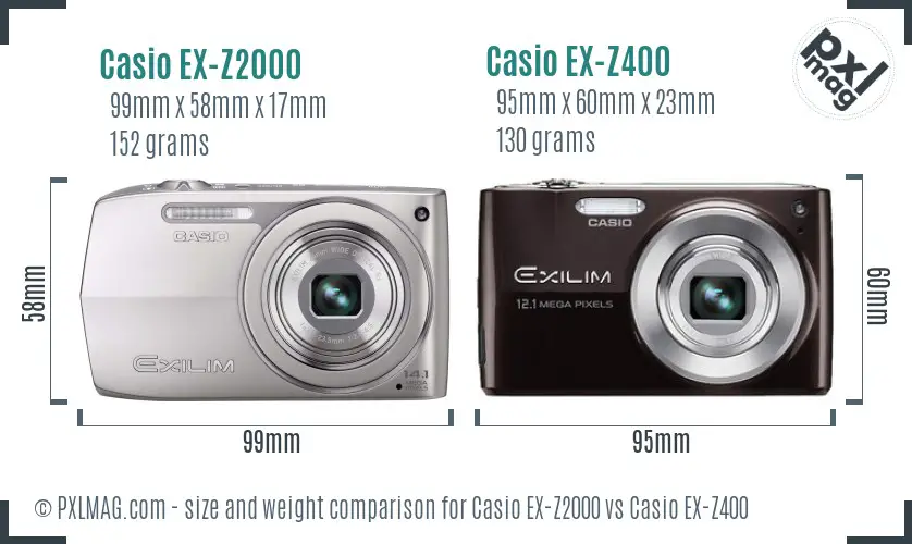 Casio EX-Z2000 vs Casio EX-Z400 size comparison