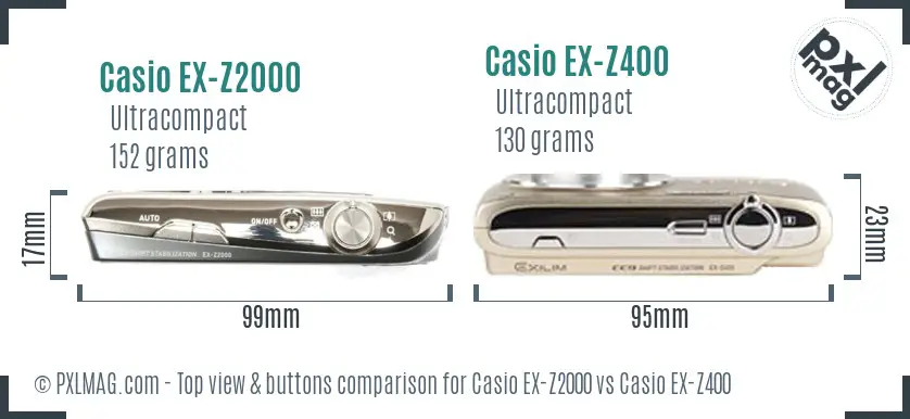 Casio EX-Z2000 vs Casio EX-Z400 top view buttons comparison