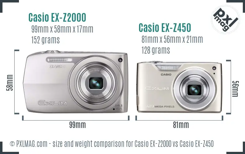 Casio EX-Z2000 vs Casio EX-Z450 size comparison