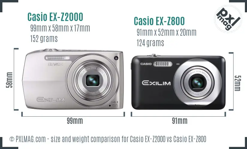 Casio EX-Z2000 vs Casio EX-Z800 size comparison