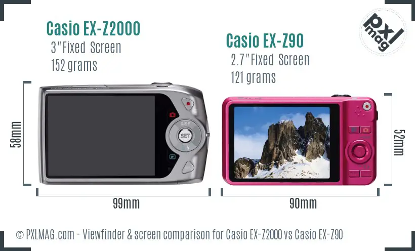 Casio EX-Z2000 vs Casio EX-Z90 Screen and Viewfinder comparison