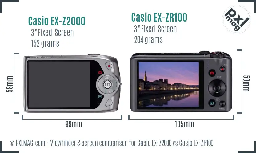 Casio EX-Z2000 vs Casio EX-ZR100 Screen and Viewfinder comparison