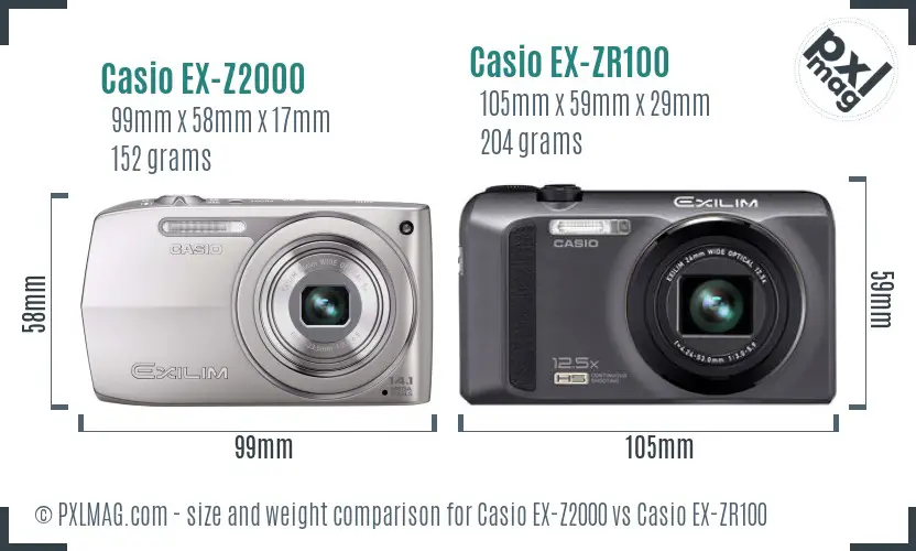 Casio EX-Z2000 vs Casio EX-ZR100 size comparison