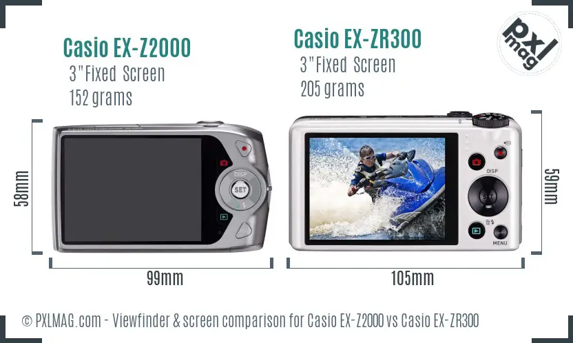 Casio EX-Z2000 vs Casio EX-ZR300 Screen and Viewfinder comparison
