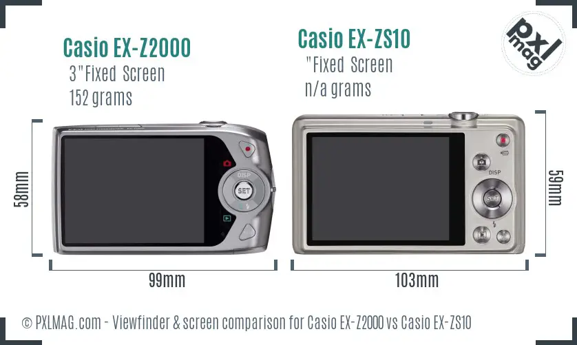 Casio EX-Z2000 vs Casio EX-ZS10 Screen and Viewfinder comparison