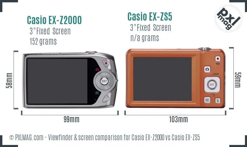 Casio EX-Z2000 vs Casio EX-ZS5 Screen and Viewfinder comparison