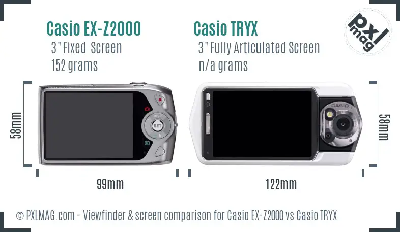 Casio EX-Z2000 vs Casio TRYX Screen and Viewfinder comparison