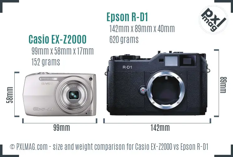 Casio EX-Z2000 vs Epson R-D1 size comparison