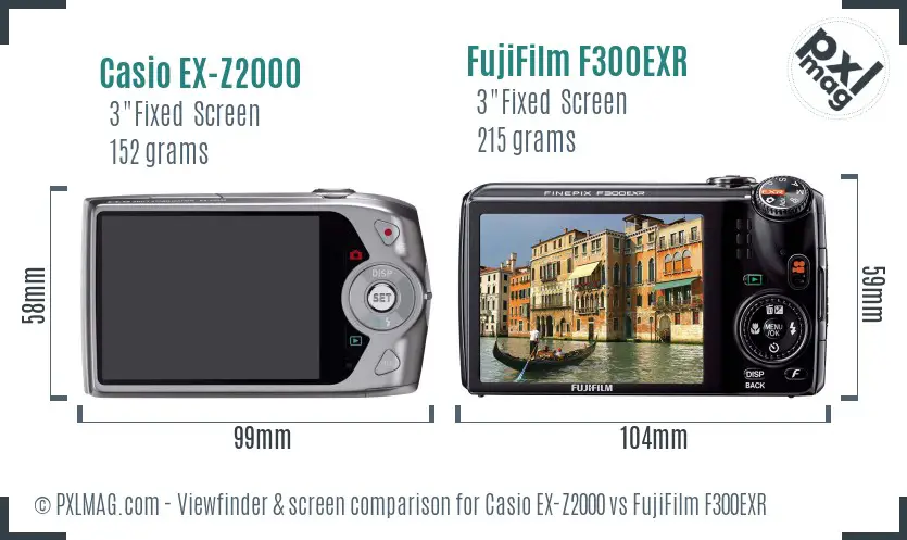 Casio EX-Z2000 vs FujiFilm F300EXR Screen and Viewfinder comparison Casio EX-Z2000 vs FujiFilm F300EXR Screen and Viewfinder comparison