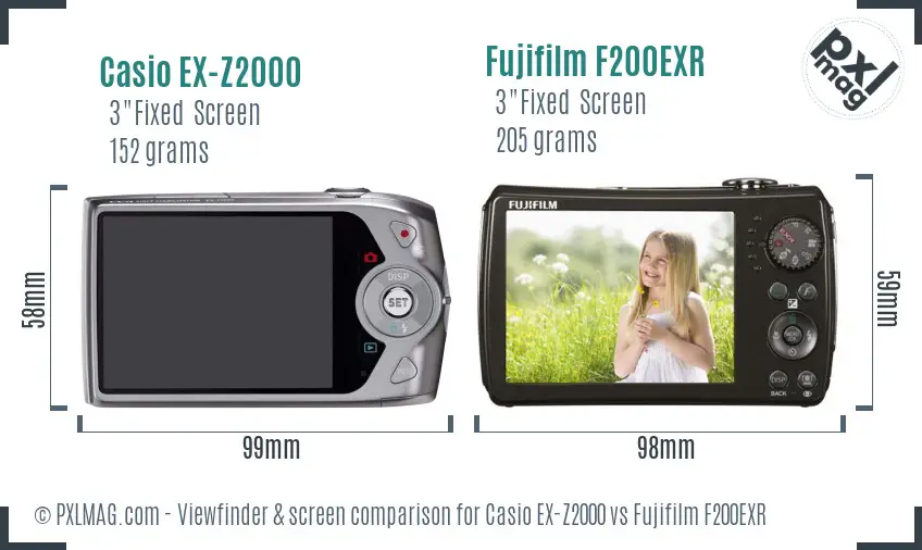 Casio EX-Z2000 vs Fujifilm F200EXR Screen and Viewfinder comparison