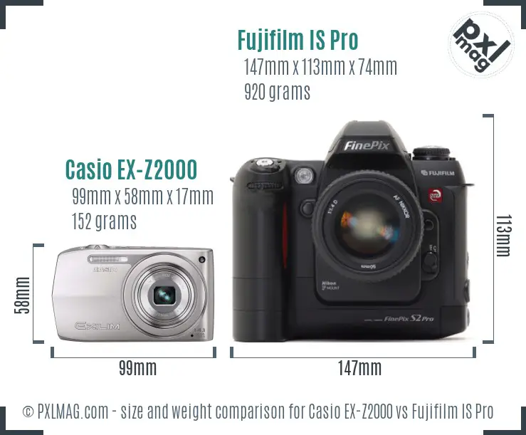 Casio EX-Z2000 vs Fujifilm IS Pro size comparison