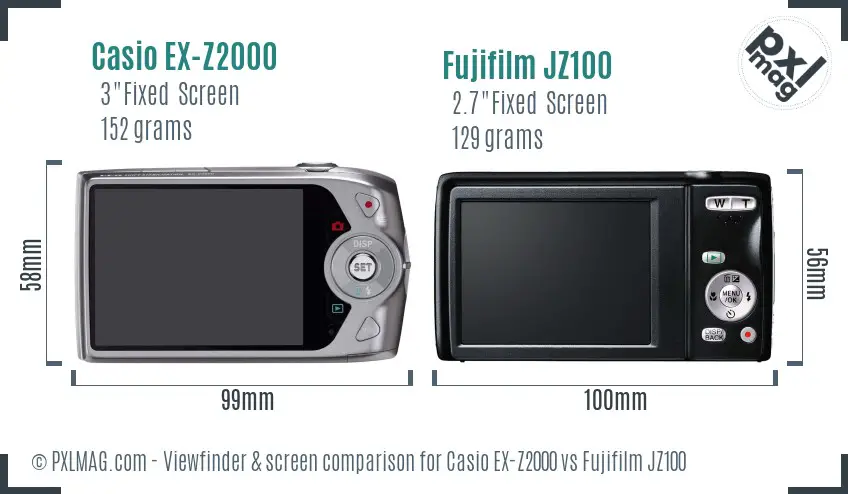 Casio EX-Z2000 vs Fujifilm JZ100 Screen and Viewfinder comparison