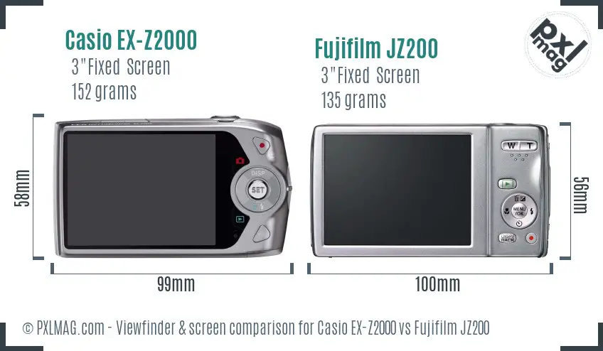 Casio EX-Z2000 vs Fujifilm JZ200 Screen and Viewfinder comparison Casio EX-Z2000 vs Fujifilm JZ200 Screen and Viewfinder comparison