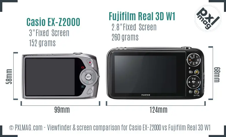 Casio EX-Z2000 vs Fujifilm Real 3D W1 Screen and Viewfinder comparison
