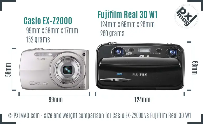 Casio EX-Z2000 vs Fujifilm Real 3D W1 size comparison Casio EX-Z2000 vs Fujifilm Real 3D W1 size comparison