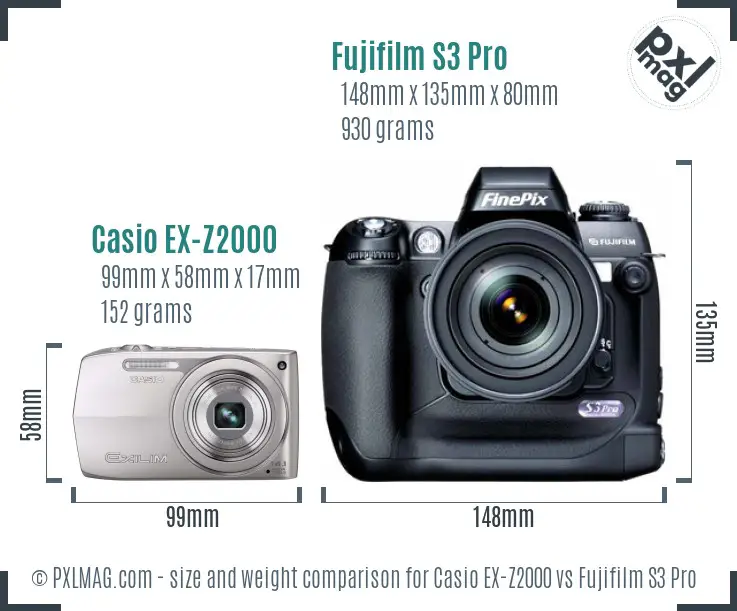Casio EX-Z2000 vs Fujifilm S3 Pro size comparison Casio EX-Z2000 vs Fujifilm S3 Pro size comparison