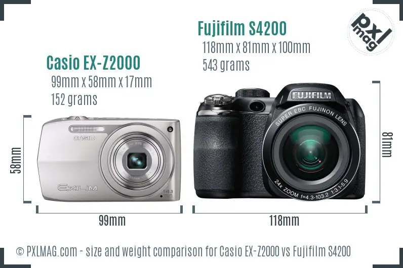 Casio EX-Z2000 vs Fujifilm S4200 size comparison Casio EX-Z2000 vs Fujifilm S4200 size comparison