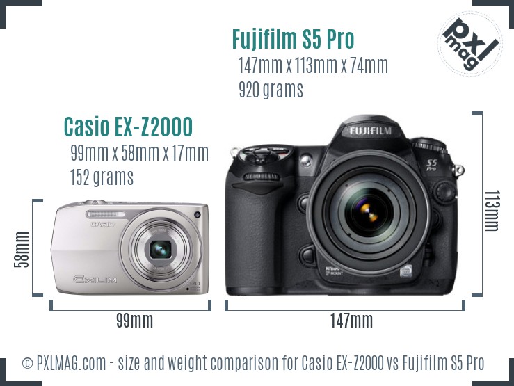 Casio EX-Z2000 vs Fujifilm S5 Pro size comparison Casio EX-Z2000 vs Fujifilm S5 Pro size comparison