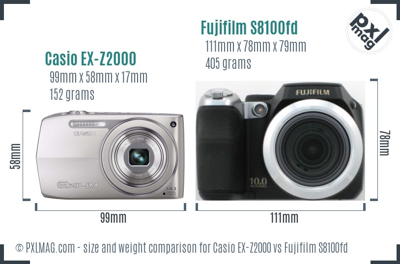 Casio EX-Z2000 vs Fujifilm S8100fd size comparison Casio EX-Z2000 vs Fujifilm S8100fd size comparison