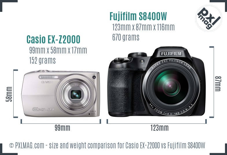 Casio EX-Z2000 vs Fujifilm S8400W size comparison Casio EX-Z2000 vs Fujifilm S8400W size comparison