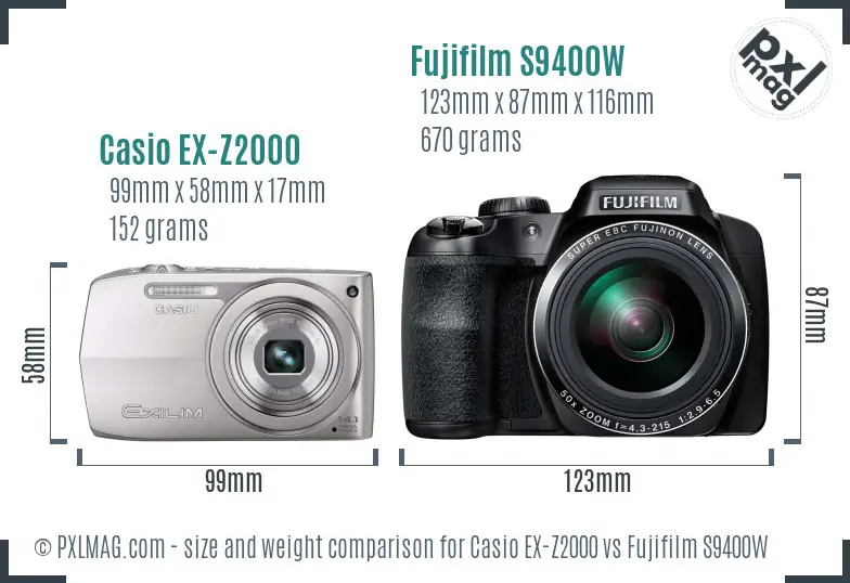 Casio EX-Z2000 vs Fujifilm S9400W size comparison