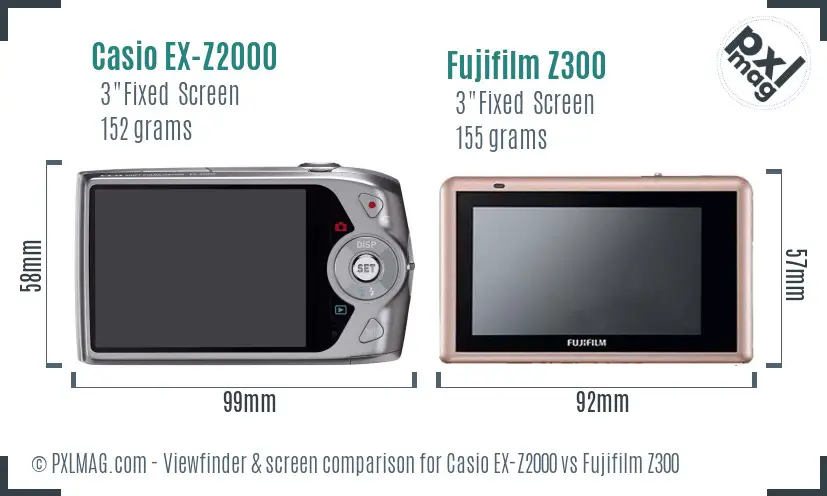Casio EX-Z2000 vs Fujifilm Z300 Screen and Viewfinder comparison