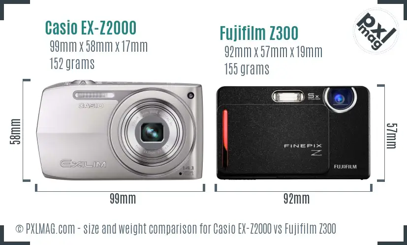 Casio EX-Z2000 vs Fujifilm Z300 size comparison