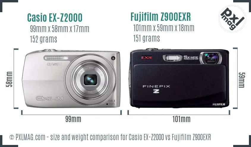 Casio EX-Z2000 vs Fujifilm Z900EXR size comparison