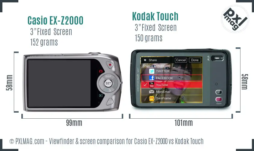 Casio EX-Z2000 vs Kodak Touch Screen and Viewfinder comparison Casio EX-Z2000 vs Kodak Touch Screen and Viewfinder comparison