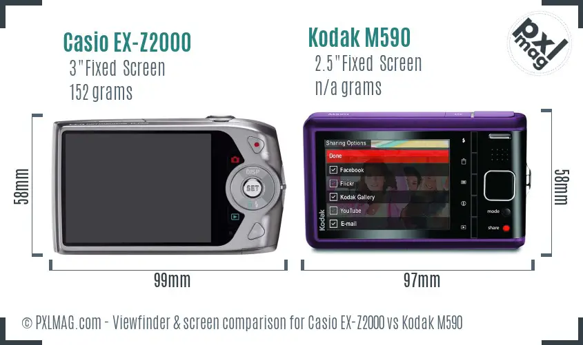 Casio EX-Z2000 vs Kodak M590 Screen and Viewfinder comparison Casio EX-Z2000 vs Kodak M590 Screen and Viewfinder comparison