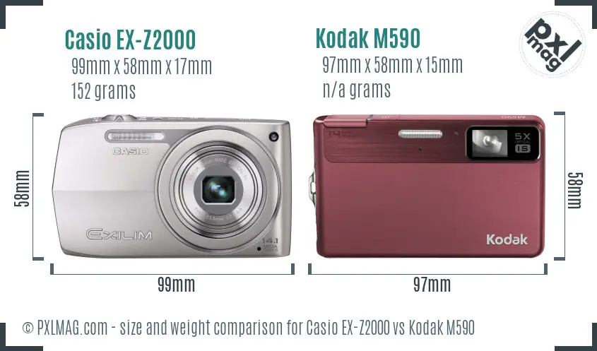 Casio EX-Z2000 vs Kodak M590 size comparison Casio EX-Z2000 vs Kodak M590 size comparison