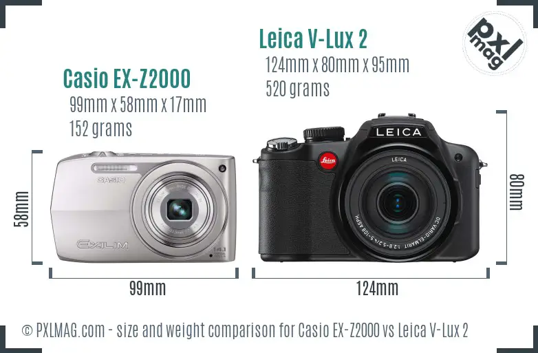 Casio EX-Z2000 vs Leica V-Lux 2 size comparison