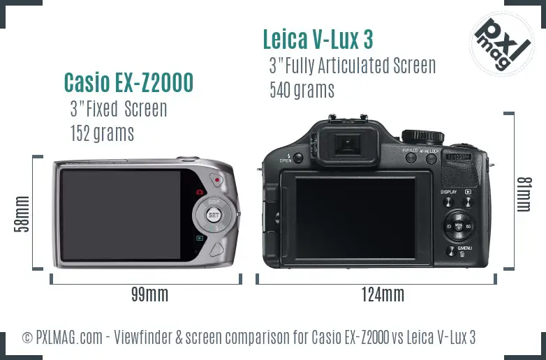 Casio EX-Z2000 vs Leica V-Lux 3 Screen and Viewfinder comparison