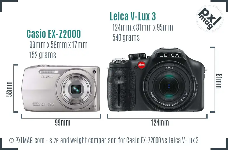 Casio EX-Z2000 vs Leica V-Lux 3 size comparison