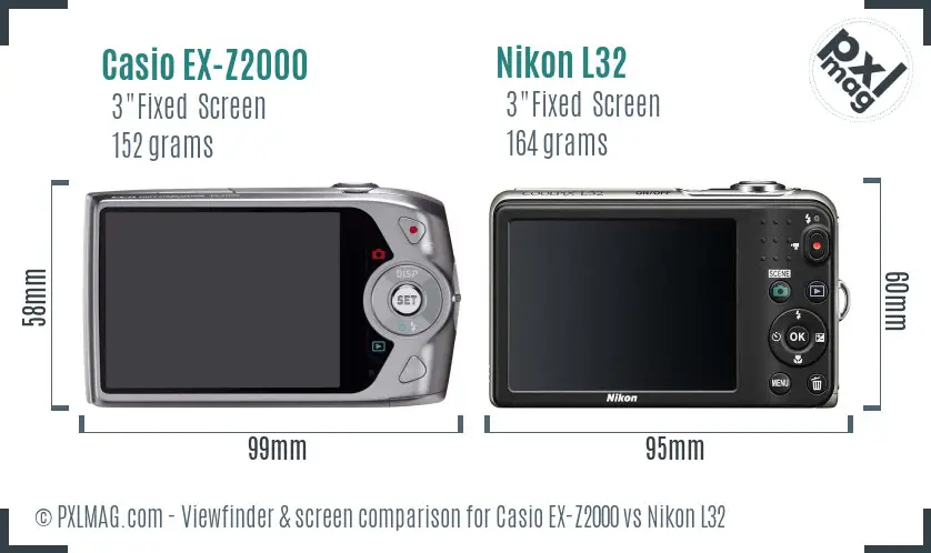 Casio EX-Z2000 vs Nikon L32 Screen and Viewfinder comparison