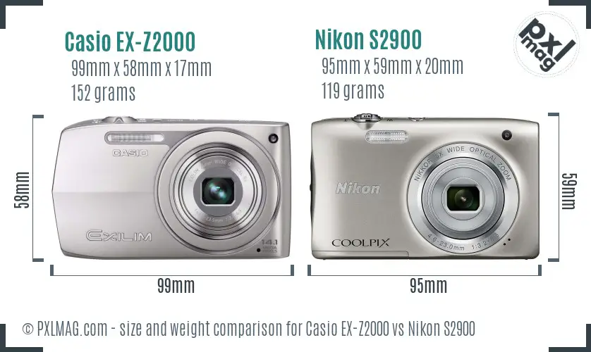 Casio EX-Z2000 vs Nikon S2900 size comparison