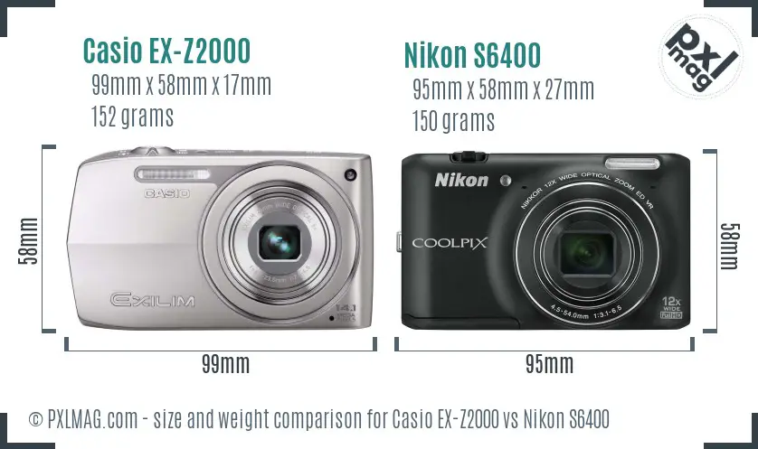Casio EX-Z2000 vs Nikon S6400 size comparison