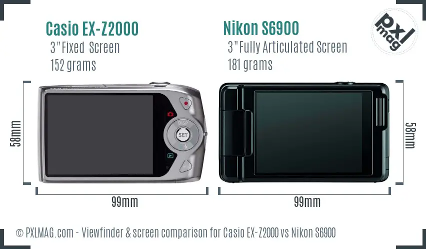 Casio EX-Z2000 vs Nikon S6900 Screen and Viewfinder comparison Casio EX-Z2000 vs Nikon S6900 Screen and Viewfinder comparison