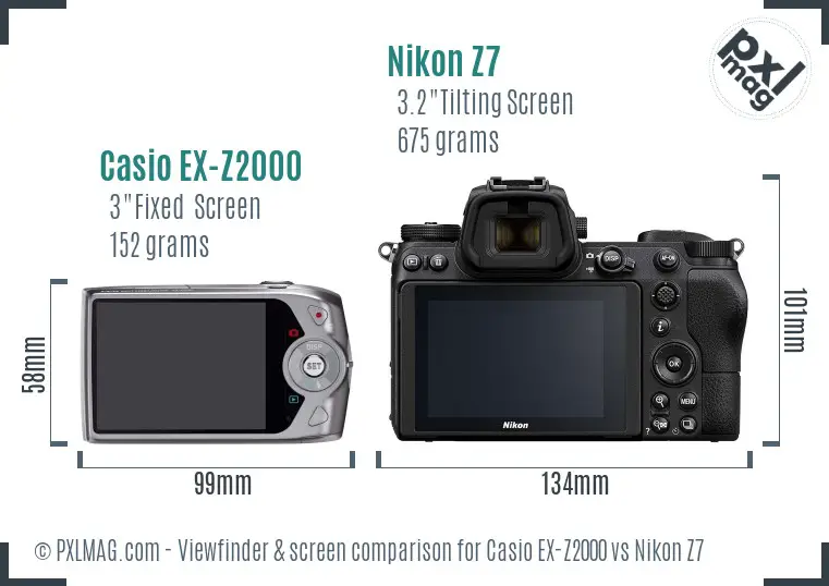 Casio EX-Z2000 vs Nikon Z7 Screen and Viewfinder comparison