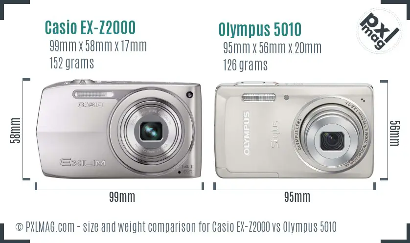 Casio EX-Z2000 vs Olympus 5010 size comparison Casio EX-Z2000 vs Olympus 5010 size comparison