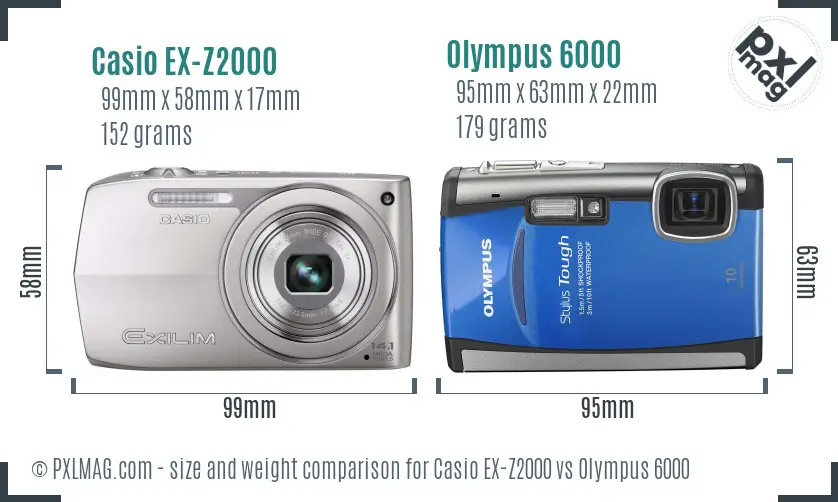 Casio EX-Z2000 vs Olympus 6000 size comparison