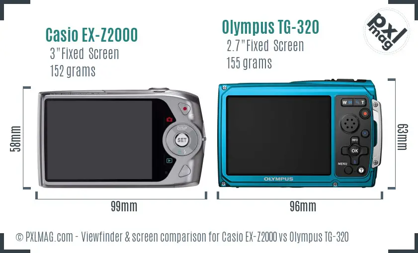Casio EX-Z2000 vs Olympus TG-320 Screen and Viewfinder comparison